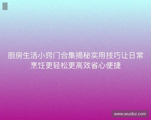 厨房生活小窍门合集揭秘实用技巧让日常烹饪更轻松更高效省心便捷
